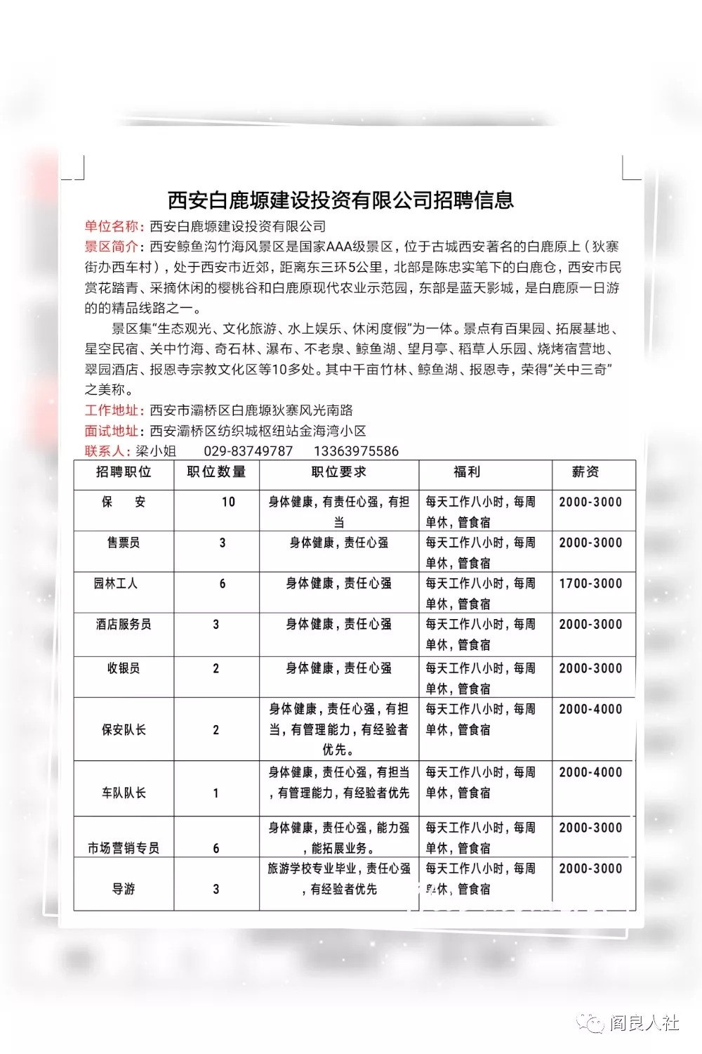 闫良之窗最新招聘信息全面解析