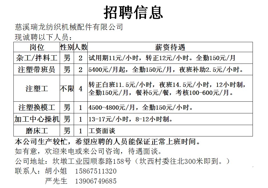 宁波横溪最新招聘信息汇总